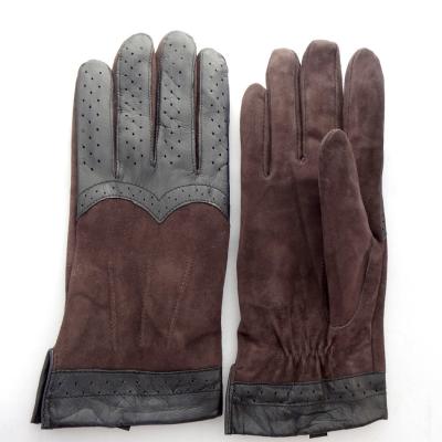 Promotion Men Plain Type Daily Life Usage Suede Machine Sewing Leather Gloves Winter