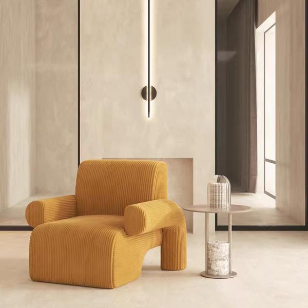 Corduroy Wood Frame Armchair , Comfortable Fabric Covered Armchairs