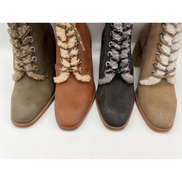 Women's waterproof non-slip lace-up winter dress boots，soft cow suede leather with High quality plush lining