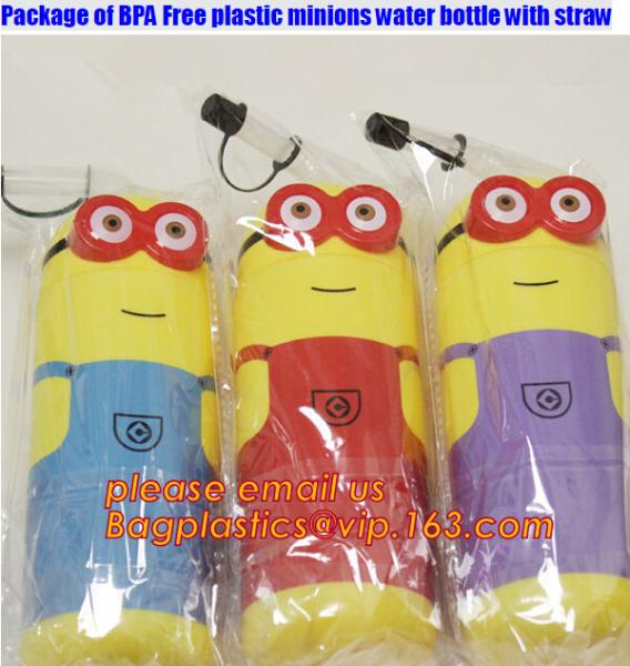package of BPA free plastic minions water bottle with straw,tritan fruit infuser water bottle sports drink bottle cup