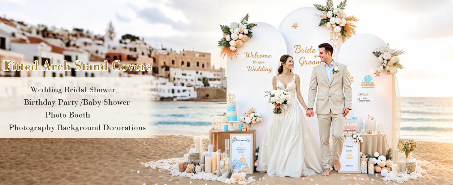 White Arch Covers 3 Set, Arch Backdrop Cover Spandex Wedding Arch Stand Covers