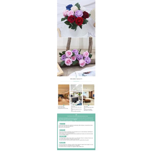 Lifelike Real Rose Artificial Flowers for Home Party Restaurant Bar Hotel Wedding Silk