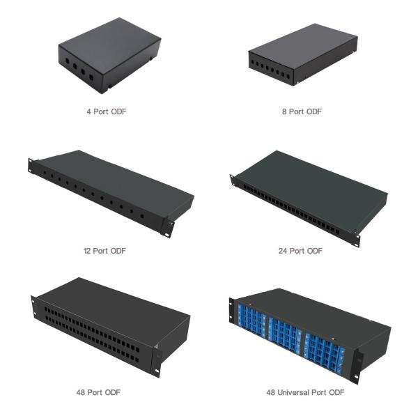 Light Weight ODF Fiber Optic Termination Box 4 8 12 24 48 Port Rackmount Wall Mount