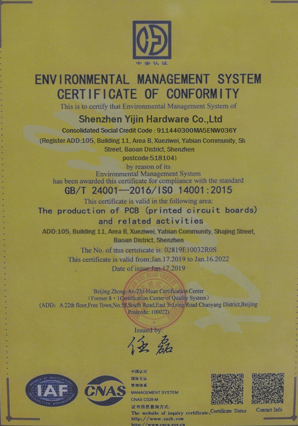 Shenzhen Yijin Hardware Co., Ltd. Сертификации