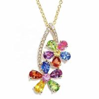 Colgante de la flor de la CZ del multicolor de la joyería de 925 Sterling Silver Colorful CZ