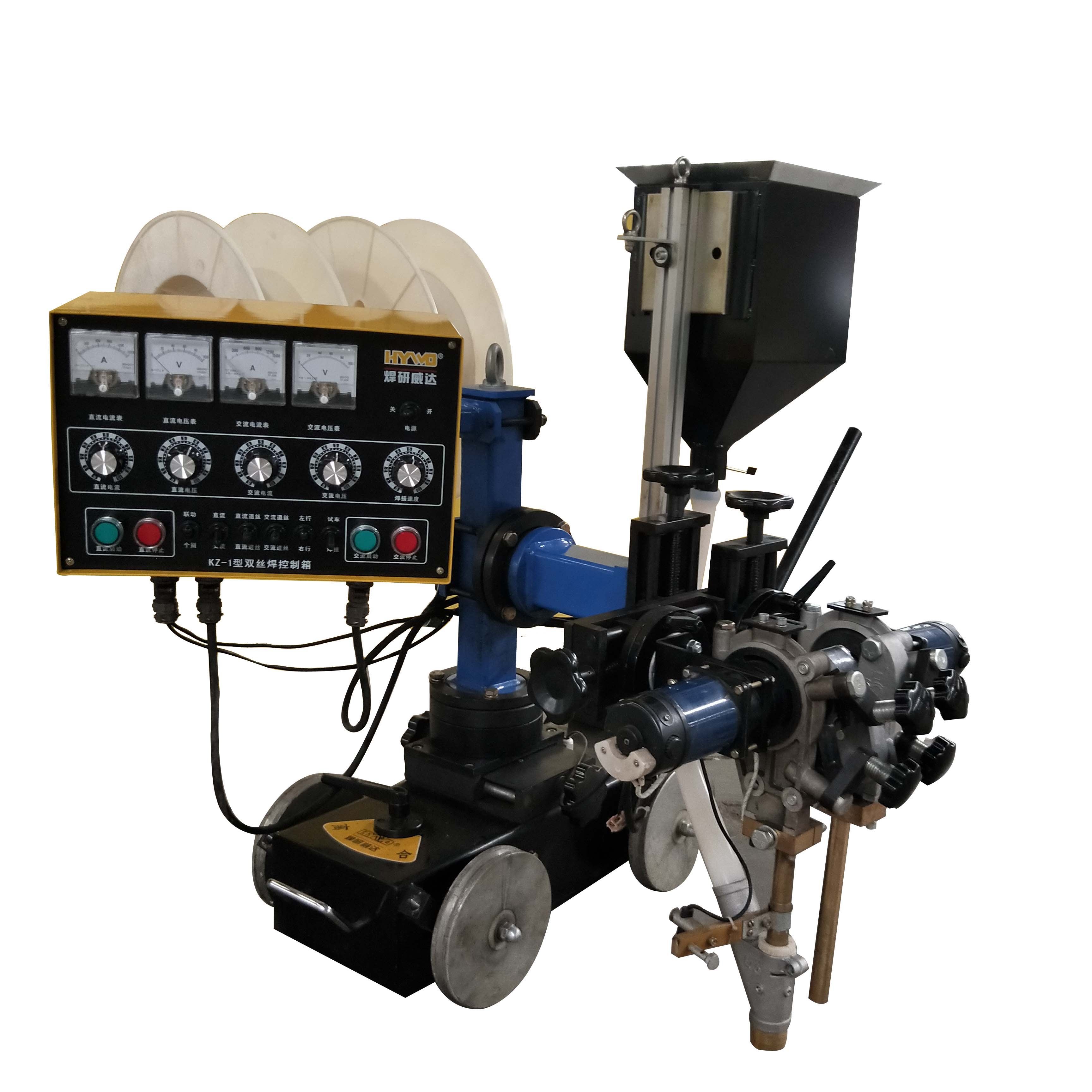 Automated Submerged Arc Welding (SAW) Tractor with Four-Wheel Drive Modular Construction and Tandem Welding Head