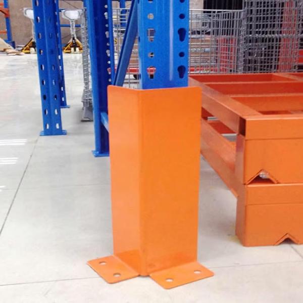 Protecteur de colonne d'étagère en acier en forme de U orange, robuste, pour rayonnage de palettes