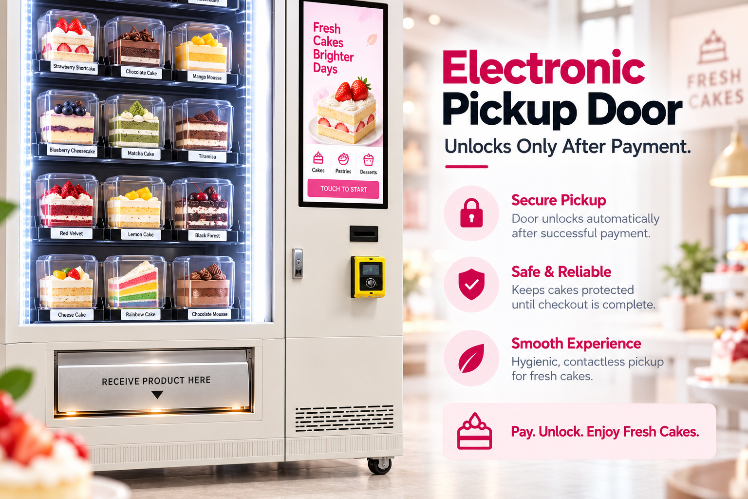 Winnsen Smart Refrigerated Vending Machine with Elevator for Cake Shop Dessert Display