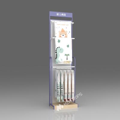 M2-E14 Maternity And Baby Store Bedding Cabinet with White Spray Side Hangers and Adjustable Shelves