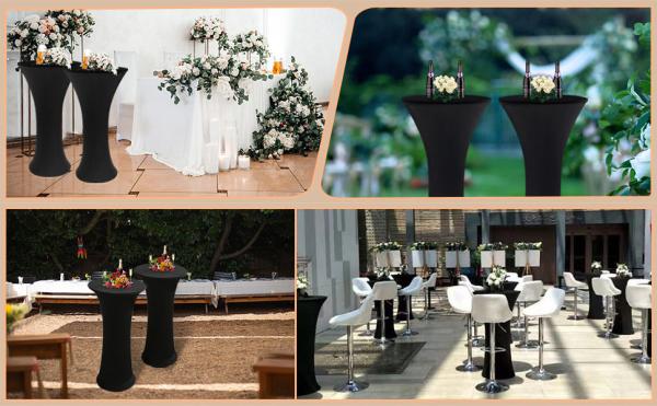 White Spandex Stretch Cocktail Table Covers 4pc 32x43 inch Round