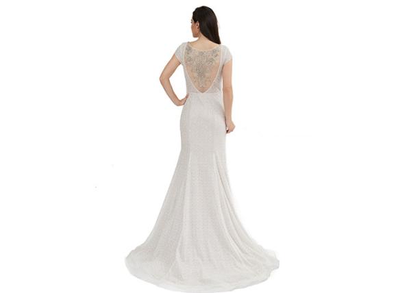 Hand Beading Long Evening Gowns , Elegant Engage Mermaid Wedding Dress
