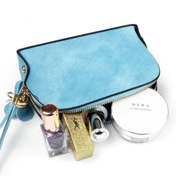 Large Capacity Half Moon Shape Plain PU Make Up Bags With Tassel