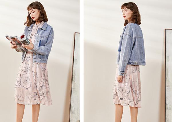 Womens Washed Ladies Denim Jacket Classic Stretch Trucker Jacket Loose Fit