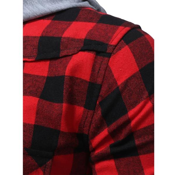 Latest design custom long sleeve 100%cotton flannel shirts casual men hooded plaid shirts