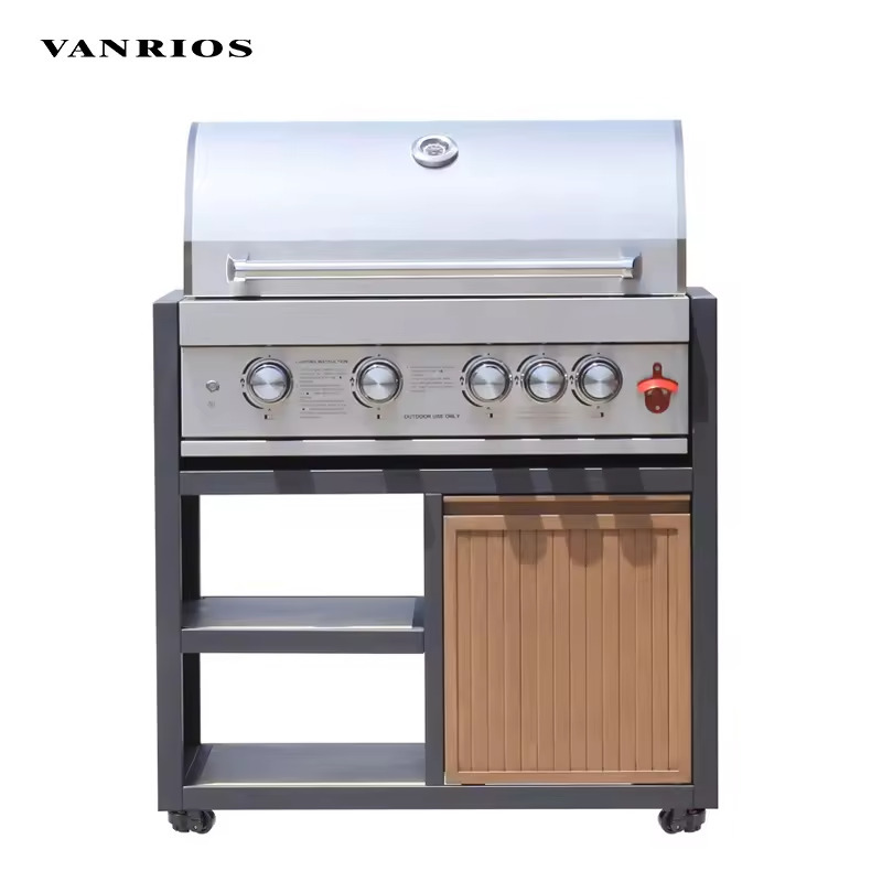 Modular Aluminum Kitchen Set Outdoor With Luxury Countertop And Gas BBQ Grill
