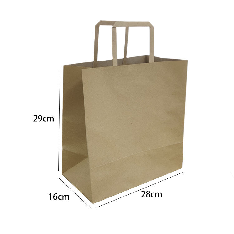 Eco Friendly Recycled Flat Handle Kraft Paper Bags With Flat Handles