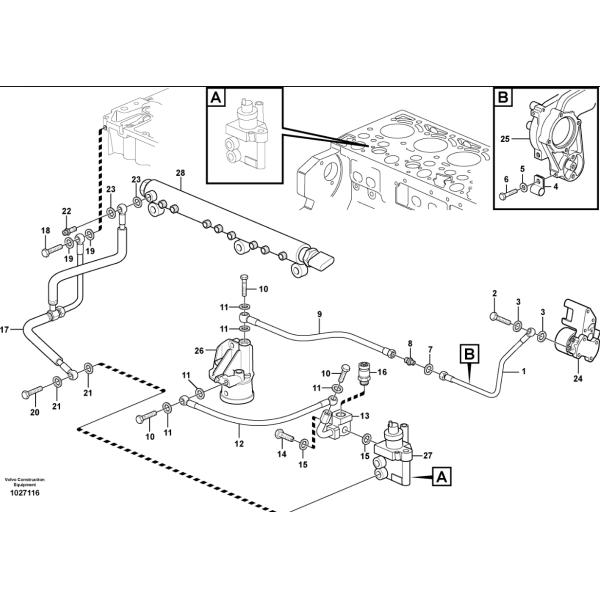 VOE21023622 21023622 Partes de repuesto de excavadoras de tornillo hueco para EC250D EC300D