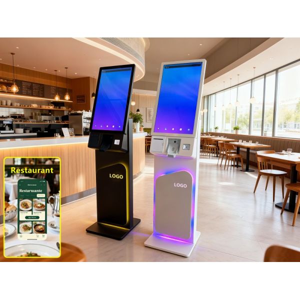 27/32 Inch Floor Standing Touch Screen Self Service Kiosk with 1920X1080 Resolution for Self Ordering and Interactive Use