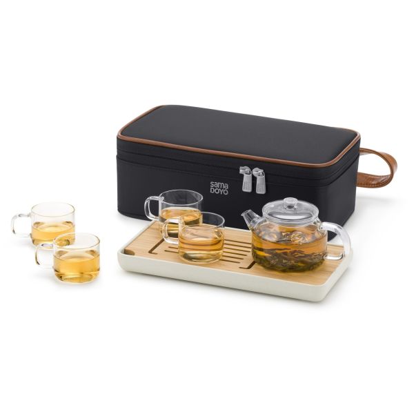 Samadoyo 2024 Hot Selling High Borosilicate Glass Transparent Belt Cup Teapot Eco-Friendly 180ml Tea Set Customizable Minimalist