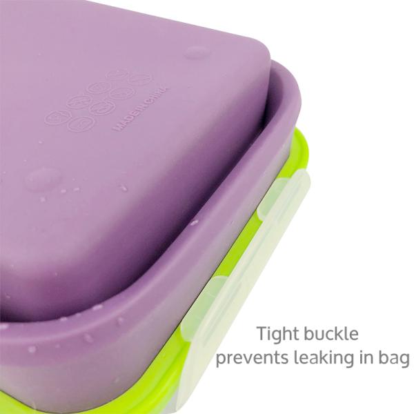 1200ml Food Grade Collapsible Foldable Folding Silicone Rectangle Food Storage Bowl Silicone Lunch Box