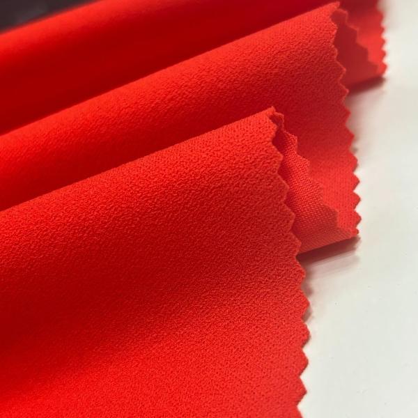 Red Solid Color Polyester Scuba with Crepe Effect