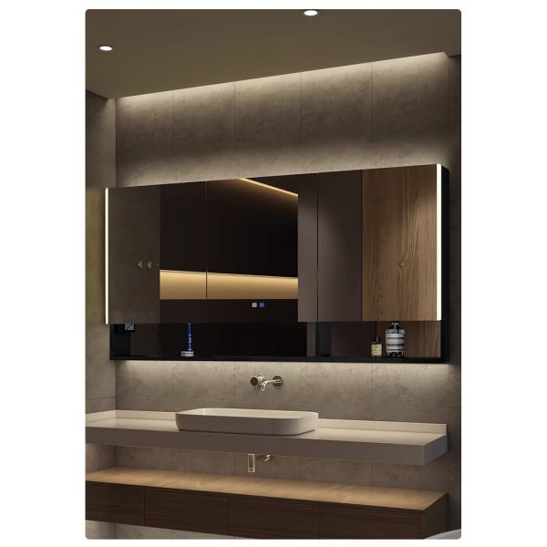 High Quality Smart LED Bathroom Vanity Storage Mirror Modern Design Defogging Feature Wall-Mounted for Hotels Apartments Villas