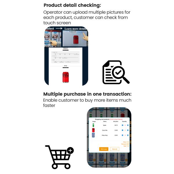 Máquina de venda de bebidas digitais de tela sensível ao toque para escola de ginástica com elevador