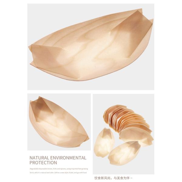 Party Occasion Compostable Wooden Boat Sushi Packaging Container Poplar Wood Material