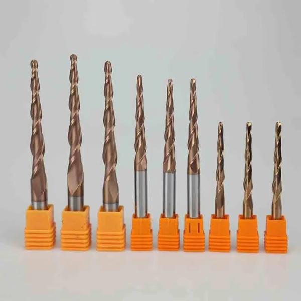 Jinan Hard bar Hot Selling CNC Carving Knife with Double-edged Taper Ball End Milling Cutter 6 * 25 * R1 * 50 Solid Hard Alloy suitable for wood