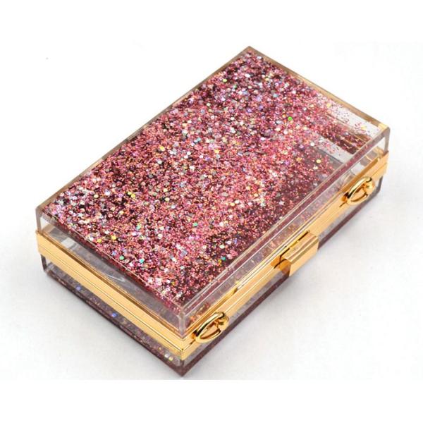 Elegant Purple Transparent Box Clutch Bag , Women Clear Acrylic Handbags