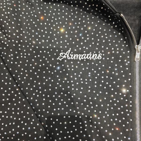 2025 Custom Big Hood Zipper Hoodie Jacket 100% Cotton French Terry All Over Print Rhinestone Zip UpHoodie for Men