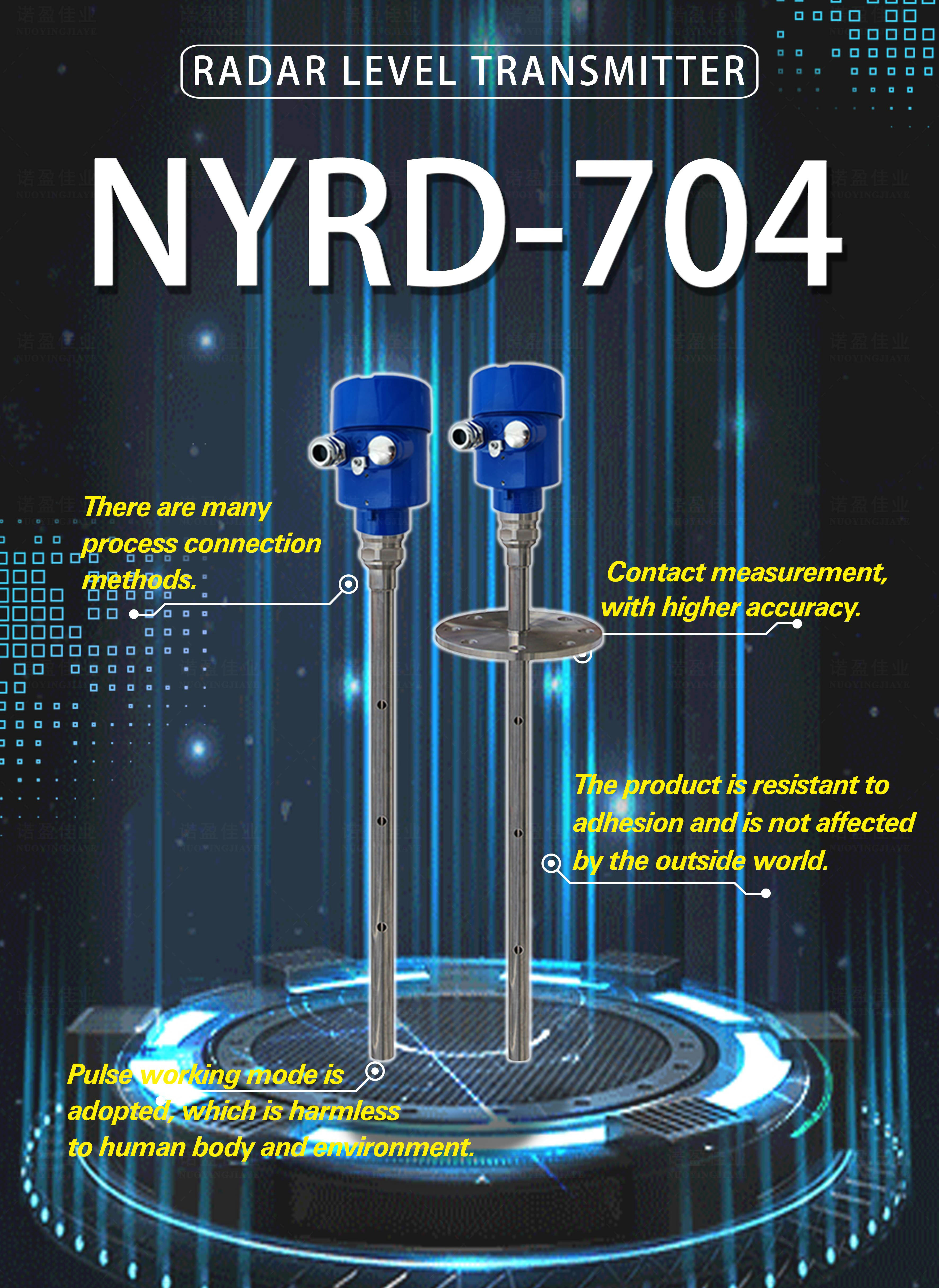 NYRD-704 Wave Radar Level Meter transmitter For Low dielectic constant liquid 6M Range