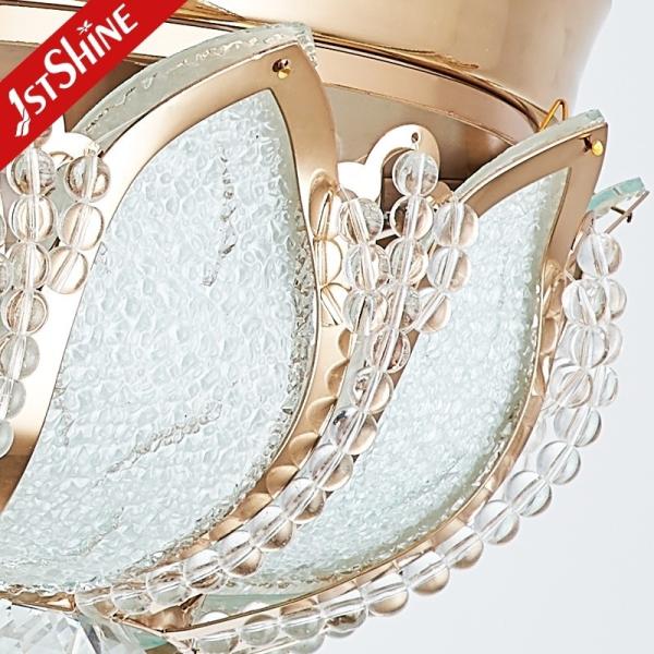 Ventilador de teto LED com lâmina dobrável de 42 polegadas de ouro / OEM com luz e lâminas LED