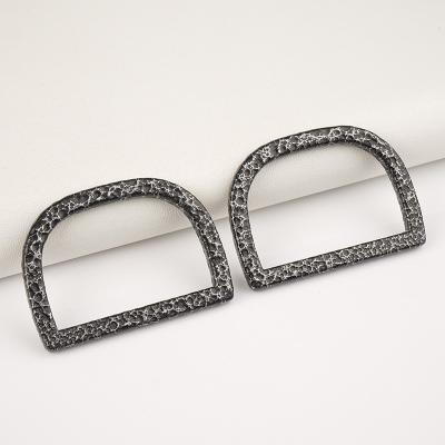 38mm Inner Width D Ring Connector in Black Nickel Plated Metal for Handbag Webbing Belts