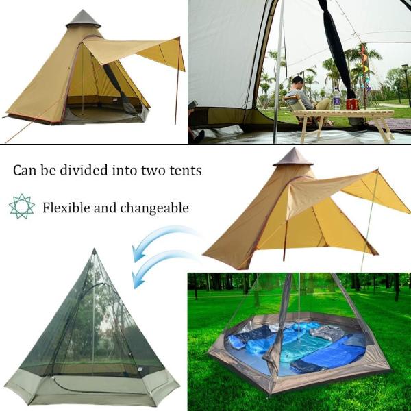 Outdoor Camping Retro Tent, Luxury Glamping Tent Waterproof Canvas Tents for Family Camping Outdoor Hunting Party