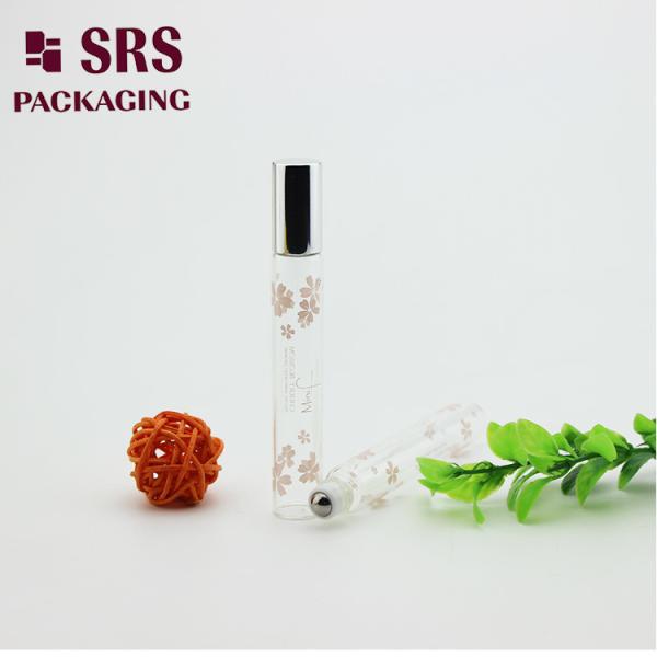 SRS 10ml transparent color essential oil glass roll on bottle with silver aluminum cap