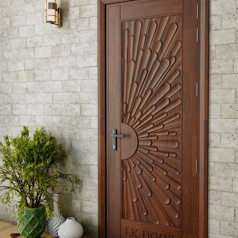 Traditional Carved Solid Wood Door for High End Residential Decoration as a Solid Wood Interior Door