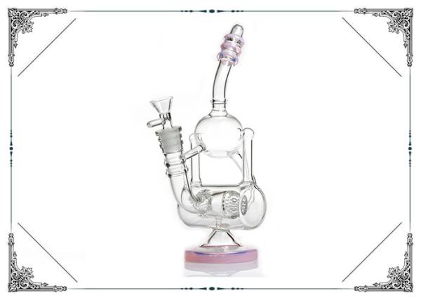 10.5 Inches Pink Glass Recycler With Double Honeycomb Percs Bongs