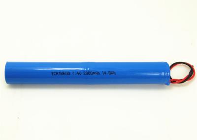 Cylindrical 7.4 Volt Lithium Ion Battery Pack , 18650 Rechargeable Battery Pack