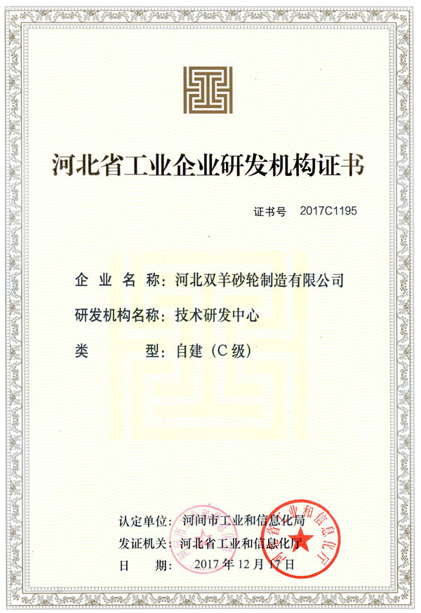 Hebei Double Goats Grinding Wheel Manufacturing Co., Ltd Сертификации