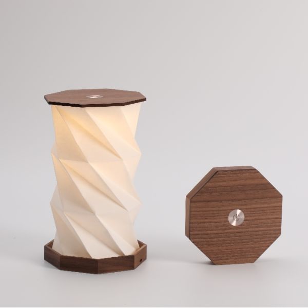 Wooden Pleated Origami Paper Lamp Round 700mah OEM
