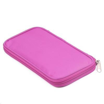 Custom Polyester Zipper Pink Cosmetic Bags , Women's Makeup Bag With Brush Compartment