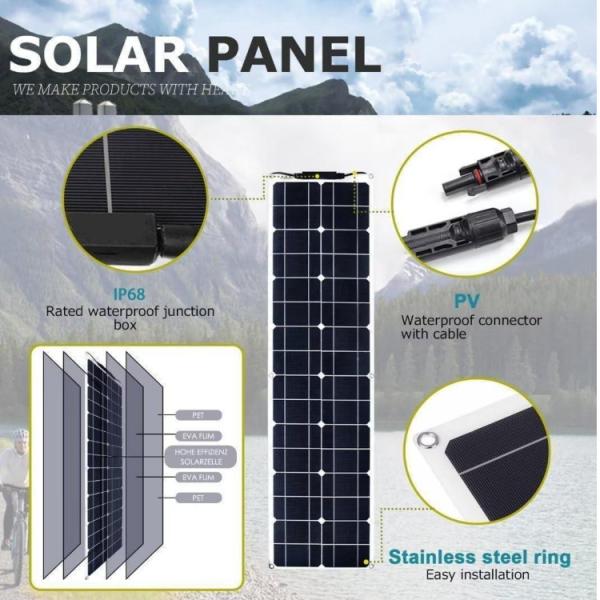 300W Monocrystalline Usb Solar Panel Kit For Motorhome 50A 12-24V