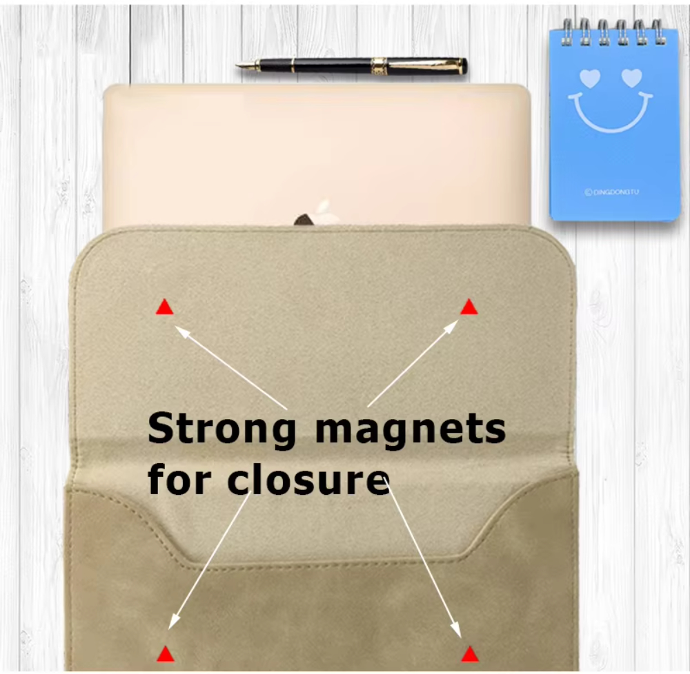 For Laudtec 15.6 Inch Leather Laptop Sleeve Simple Waterproof Protective Case Magnetic Closure Customized Design Office Use Wholesale OEM/ODM/Private Label