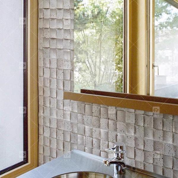 Natural Marble Beige Travertine Mosaic Floor Wall Tile Concave Background Wall Culture Tile