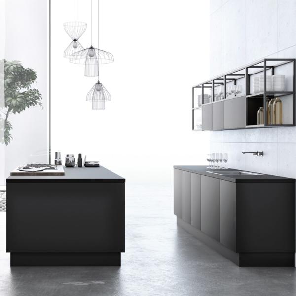 White Wooden L Shape Modular Kitchen Cabinets With Island