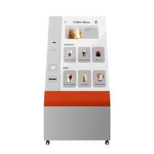 55 Inch Transparent OLED Interactive Kiosk with Touch Function and 45% Light Transmittance for Smart Commercial Engagement