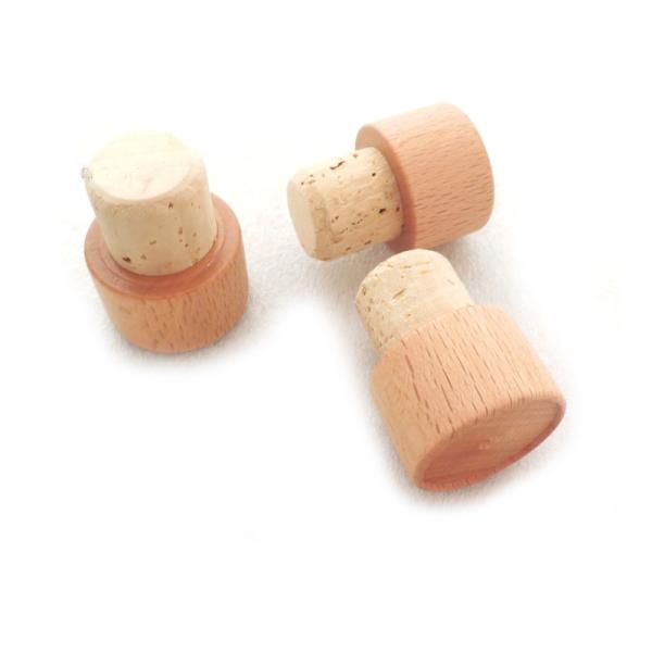 tapones de madera para vinos con tapones de corcho natural de cerradura de madera sólida de grado alimenticio