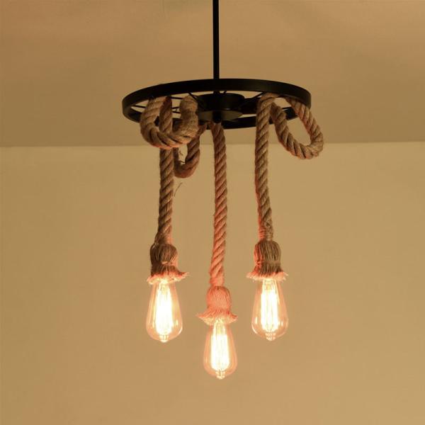 Loft Iron  Rope Chandelier Retro Industrial Light Fixture Dining Room Light(WH-VP-207)