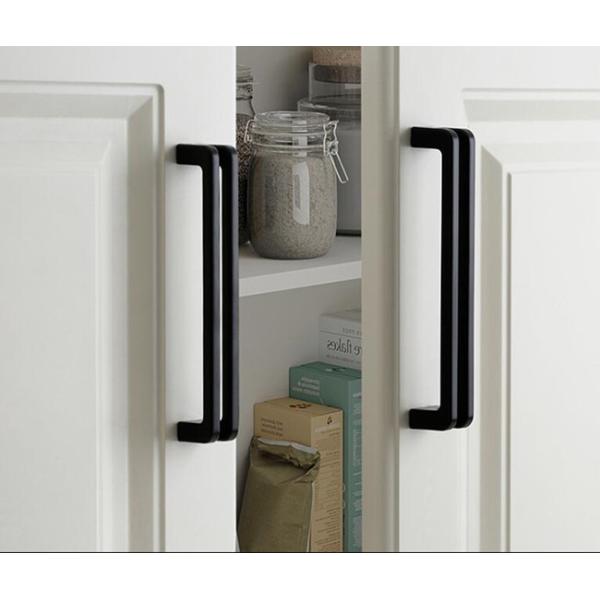 Matter Black Kitchen Cabinet Handles American Hollow Design Zinc Drawer pulls 160mm Chrome Drawer Pulls